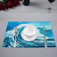 thumbnail image 2 of MKHERT Watercolor Blue Sea Water Wave Placemats Table Mats for Dining Room Kitchen Table Decoration 12x18 inch,Set of 6, 2 of 4