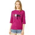 thumbnail image 1 of INSPIRE CHIC Woman's Drop Shoulder 3/4 Sleeves Horse Print Loose Tops, 1 of 6