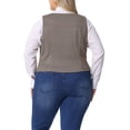 thumbnail image 3 of Agnes Orinda Plus Size Vest for Women Plaid Sleeveless Button with Pockets Vests 2X Brown, 3 of 6