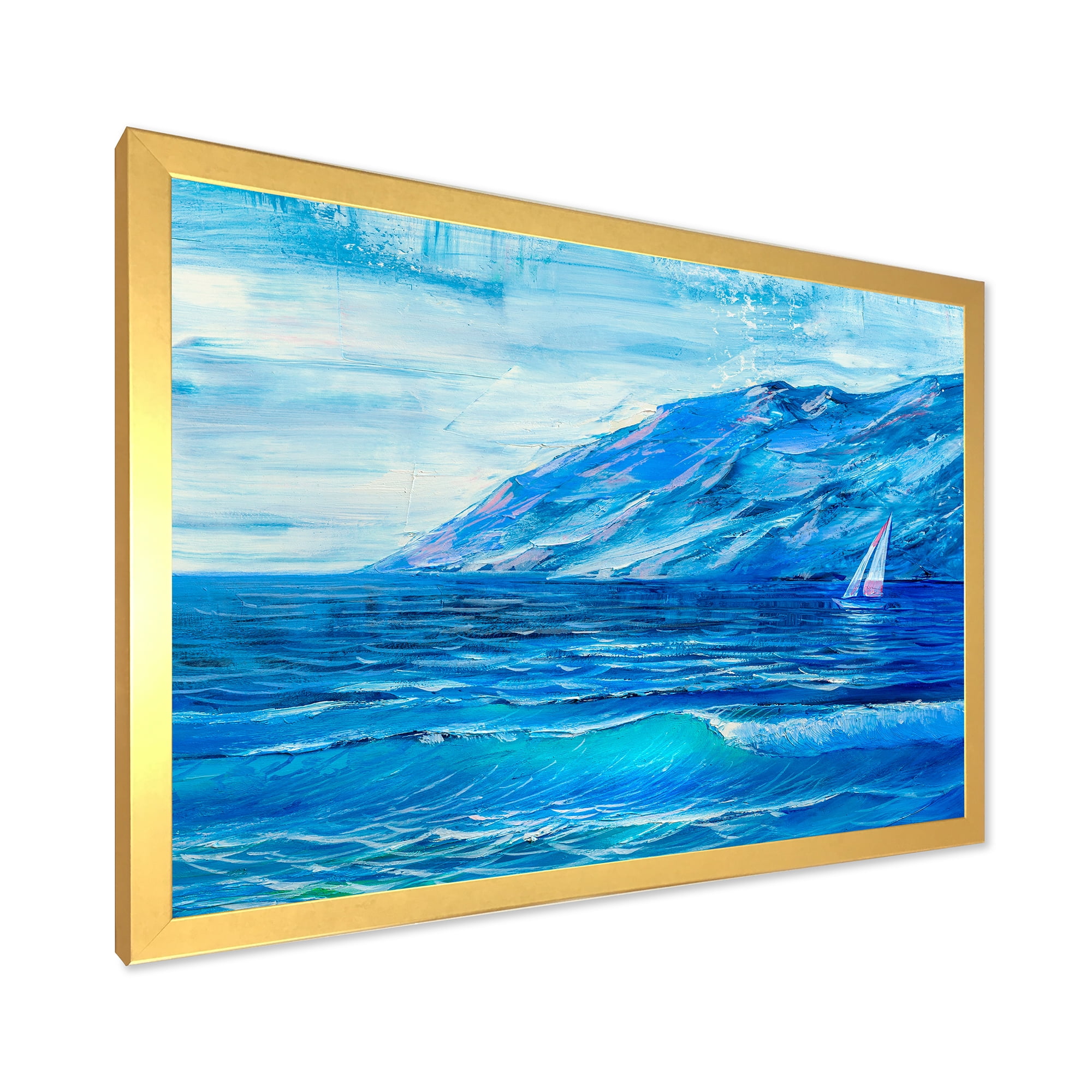 Designart 'Sunrise Glow On The Sea Waves II' Nautical & Coastal Framed Art Print