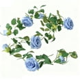 thumbnail image 2 of cpengpj Blue Plastic Artificial Rose Silk Flower Vines Garland, 200cm Long Decorative Rattan for Home Holiday Wedding Decor, 2 of 6