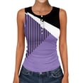 thumbnail image 2 of Floral Print Henley Tank Tops for Women, Sleeveless Ribbed Knit Button Up Casual Summer Slim Fit Tops Purple XL, 2 of 4