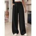 thumbnail image 5 of Women'S High Waist Slim Fit Draped Casual Tie Front Wide Leg Pants Black XXL, 5 of 9