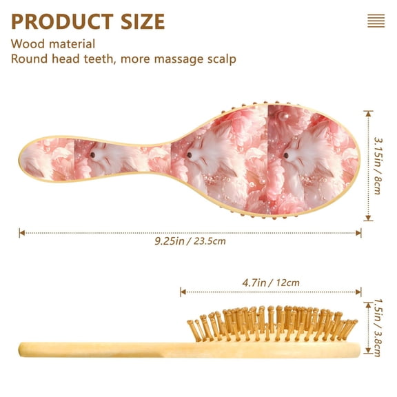 YAZAOO Soft Hair Brush Hair Comb Detangler Sleeping Fox in Flowers Smoothing Hair Care Beauty Gift