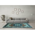 thumbnail image 3 of Ahgly Company Indoor Square Oriental Light Blue Industrial Area Rugs, 5' Square, 3 of 4
