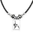 thumbnail image 1 of la chica del yoga estiramiento mantener la silueta collar a mano colgante de cuerda de cuero Unbranded M, 1 of 3
