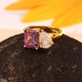 thumbnail image 2 of Toi et Moi Emerald Cut Amethyst Diamond Pear Cut Ring Engagement Ring Double Stone Wedding Ring Birthday Gift Wife 925 Silver toi moi ring., 2 of 2