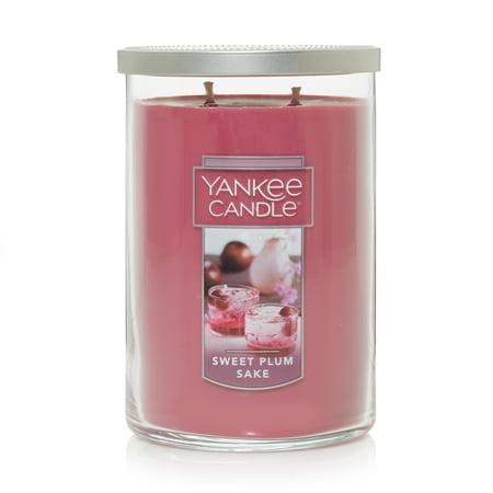 Yankee Candle Sweet Plum Sake - 22 oz Large Modern Brushed Lid Tumbler Candle: Fruity Scented, 2-wick Soy Wax Blend with 75 Hours Burn Time