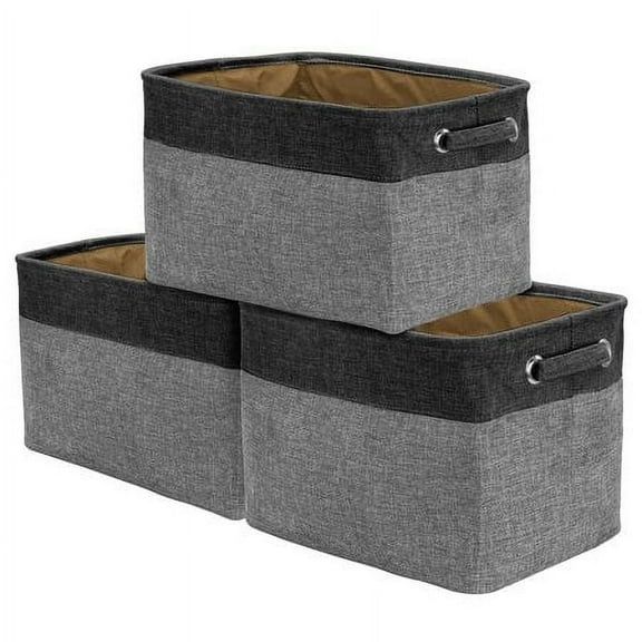 Sorbus Twill Storage Large Rectangular Fabric Collapsible Basket Organizer with Carry Handles, Multiple Colors, Set of 3