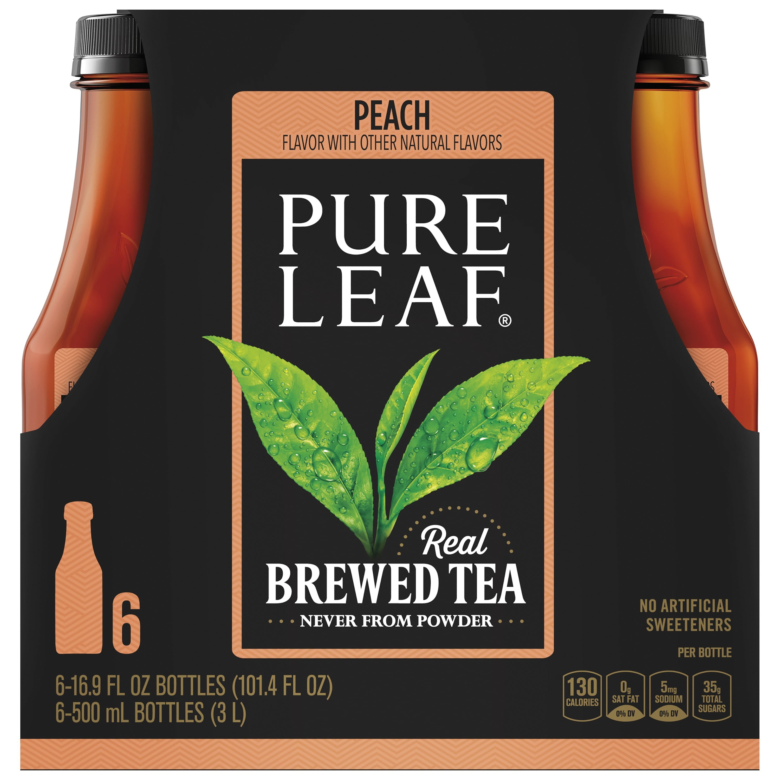 Pure Leaf Peach Real Brewed Iced Tea, 16.9 oz, 6 Pack Bottles Walmart