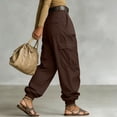 thumbnail image 6 of Karymi Workout Shorts Women Pleated Cargo Jogger Pants, Solid Wide Leg Long Trousers, Multi Large Flap Side Pockets, Elastic Cuffed Ankle Hem (Belt Not Included) Women Clothing, 6 of 6