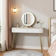thumbnail image 2 of Small Vanity Desk with Mirror and Lights, 39" White and Gold Makeup Vanity Table with 2 Drawers, Modern Dressing Table for Women, Bedroom and Small Spaces, 2 of 8