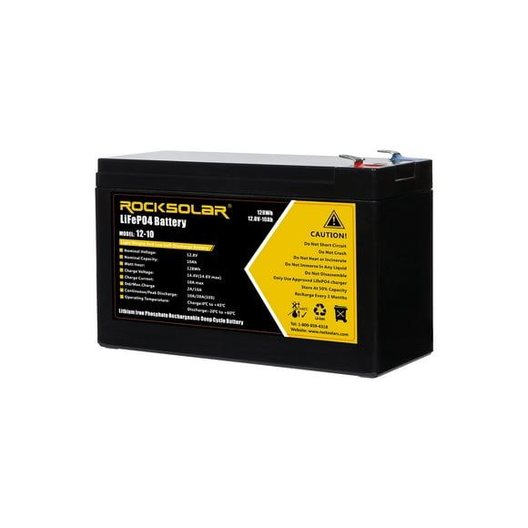 ROCKSOLAR 12V 10AH LiFePO4 Battery
