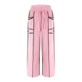 thumbnail image 4 of WMTBSRSW Women's High Waisted Wide Leg Sweatpants with Tie Belt Y2k Barrel Sweatpants Baggy Lounge Pants Casual Boho Beach Trousers with Pockets, 4 of 8