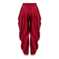 thumbnail image 3 of Nyeemya Kids Boys Casual Baggy Pants Satin Dhoti Trousers Carnival Theme Party Dance Pants Burgundy 16, 3 of 7