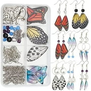 1 Box DIY 8 Pairs Resin Butterfly Wing Charms Insect Wings Charm Earring Making Kit Butterflies Charms for Jewelry Making Moon Star Charm Linking Rings Faceted Glass Beads Craft Instruction