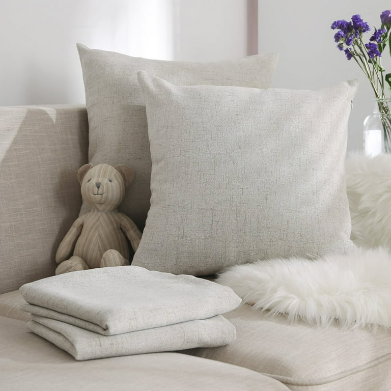 Blank Pillow Covers Throw Cushion Cover Faux Linen Look Decorative Pillowcases for Sofa 18 X 18 Inch Cream Set of 4 No Pillow Insert Walmart