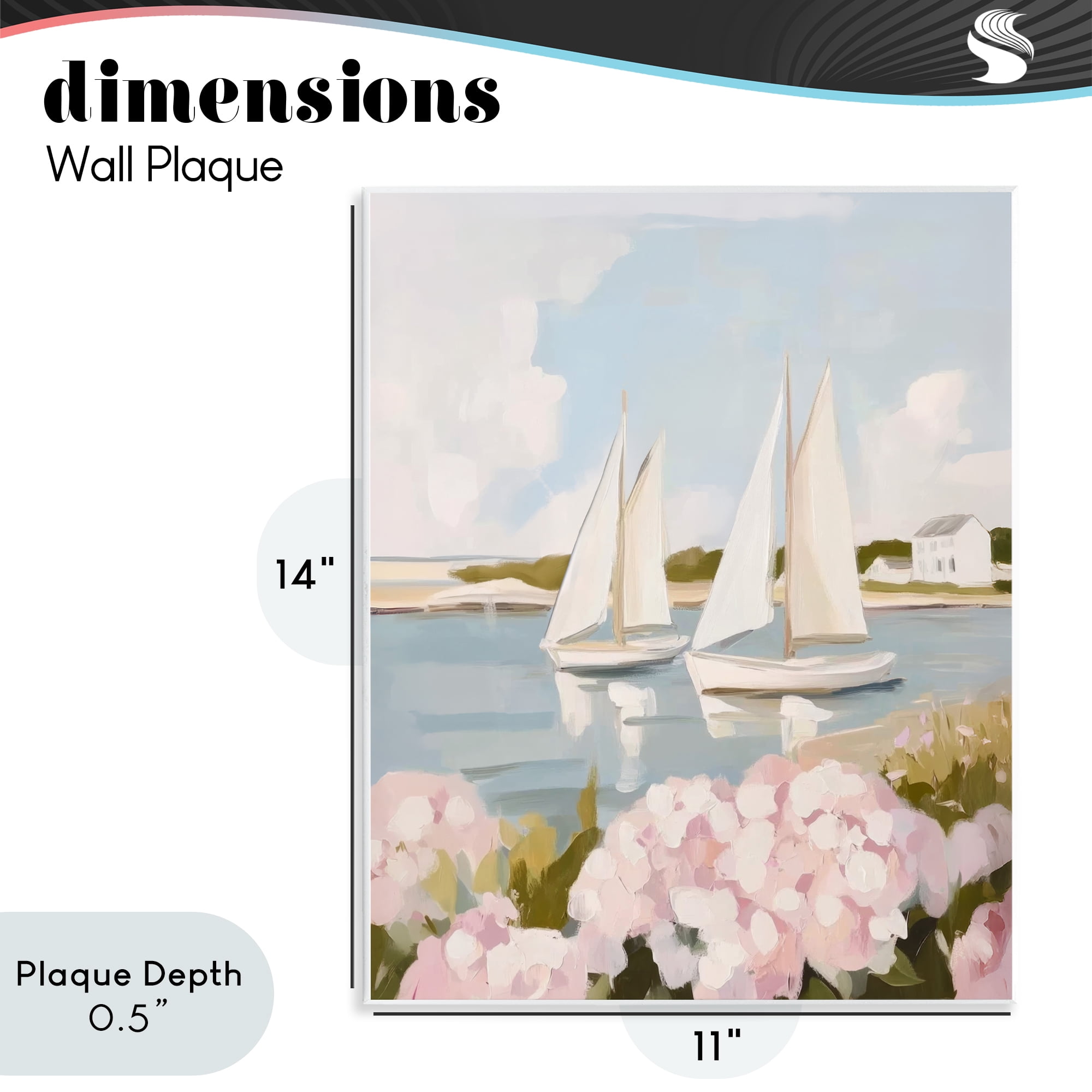 Stupell Industries Sailboat Duo with Pink Hydrangeas Wall Plaque Art, design by Sisi and Seb