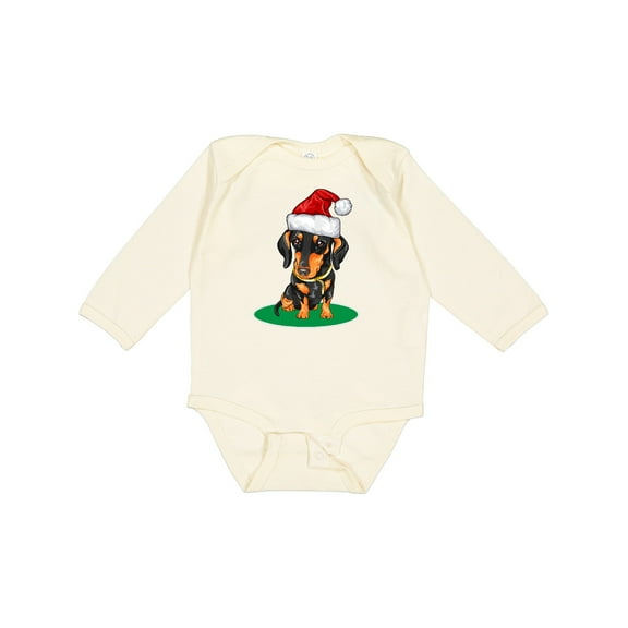 Inktastic Christmas Dachshund Dog Santa Boys or Girls Long Sleeve Baby Bodysuit