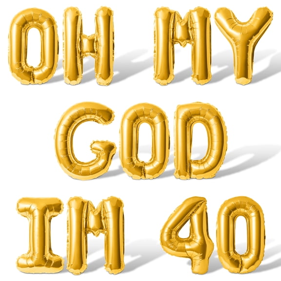 Letter Balloons - OH MY GOD IM 40 16" Inch Alphabet Letters Foil Mylar Balloon 40th Birthday Party Banner (Gold)