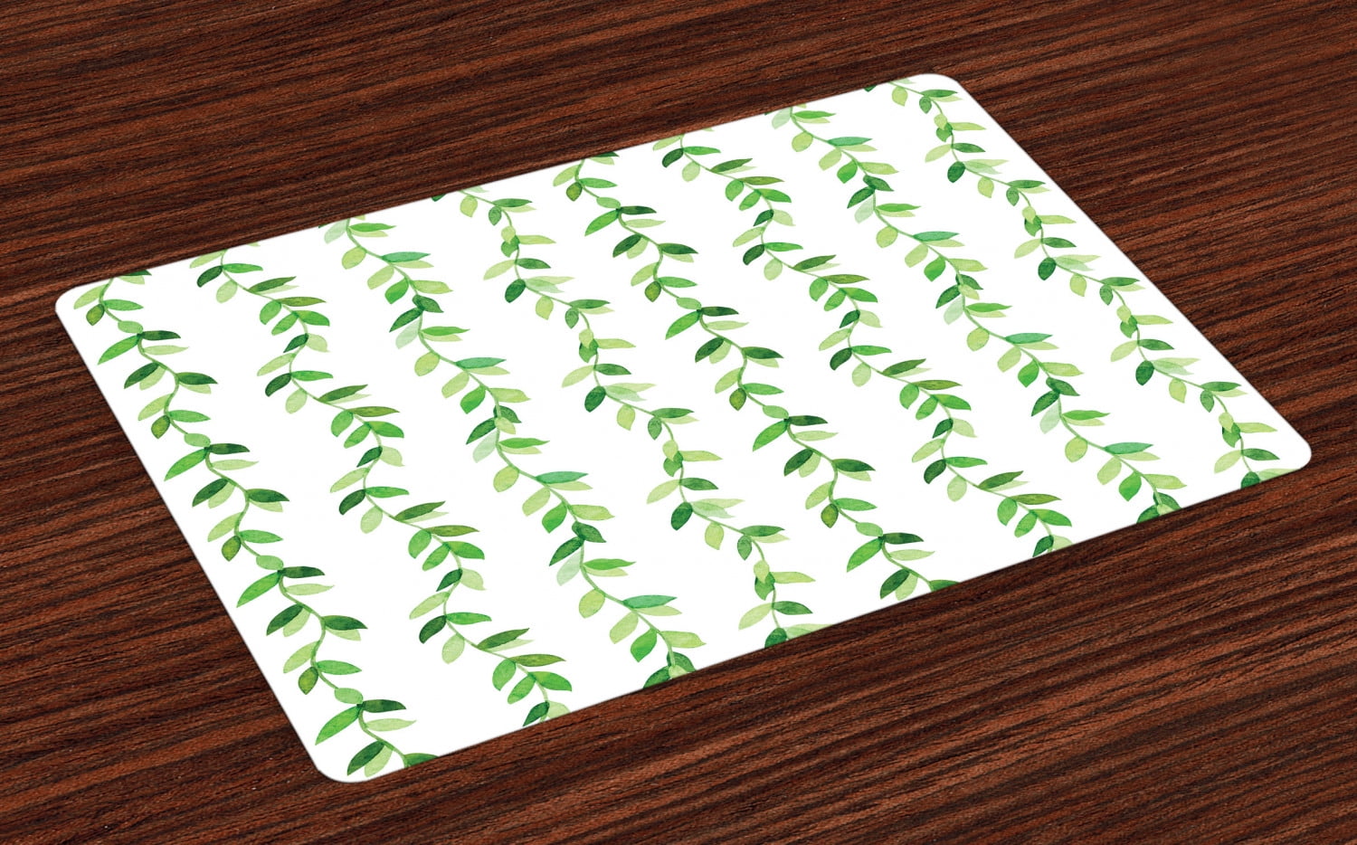 Leaf Placemats Set of 4 Vivid Fresh Watercolor Ivy Branches and Leaves