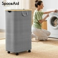 thumbnail image 2 of SpaceAid 110L Laundry Hamper with Wheels and Lid, Large Tall Clothes Basket Bin, Grey, 2 of 7