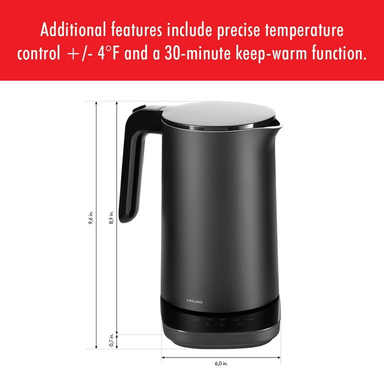 ZWILLING Enfinigy Cool Touch 1-Liter Electric Kettle, Cordless Tea Kettle & Hot  Water - Black, 34-oz - Ralphs