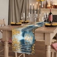 thumbnail image 2 of Tree Oil Painting 108 Inch Table Runner, Impressionist Style Falling Leaves Farmhouse Dresser Scarf Cotton & Linen Tablerunner for Dining/Kitchen Island/Holiday Party Décor 13" x 108", 2 of 9