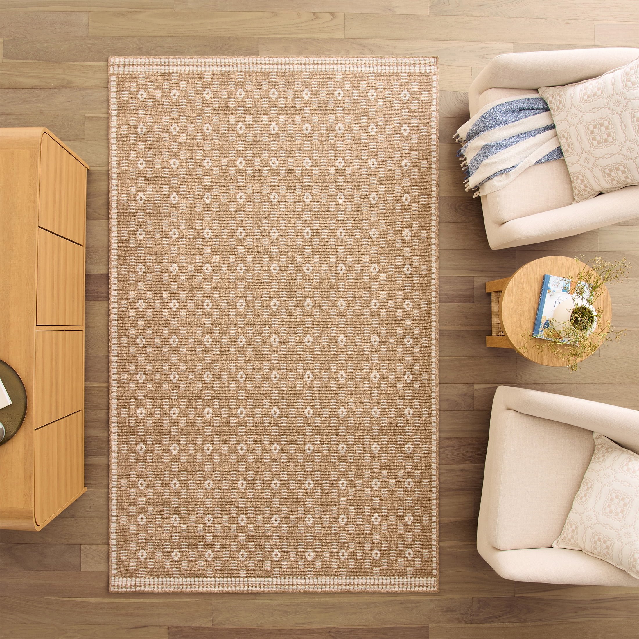 Better Homes & Gardens Taupe/Ivory Liz Crafted Geo Indoor Area Rug for Indoor Use, 5' x 8'