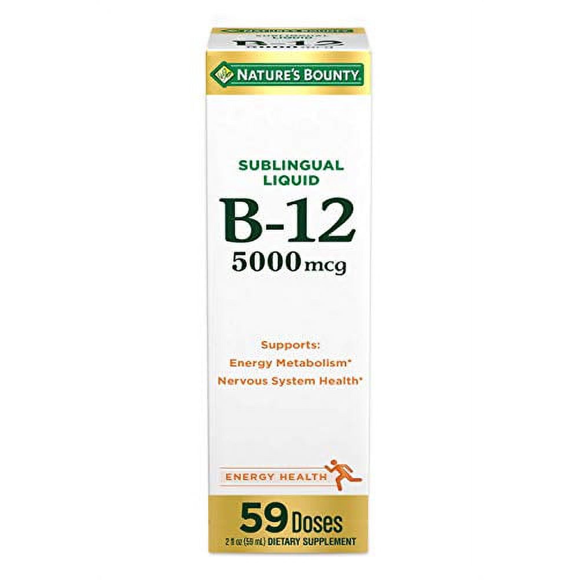 Nature's Bounty B-12 5000 mcg Sublingual Liquid Energy Health,2 Fl Oz (1 Count)
