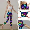 thumbnail image 2 of PFRNLF Capri Leggings for Women with Pockets High Waisted Butterfly Print Capri Leggings Tummy Control Yoga Pants, 2 of 8