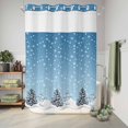 thumbnail image 6 of No Hook Shower Curtain with Built-in Rings - Blue Winter Christmas Snowman Washable Waterproof Fabric Bathroom Curtains for Hotel,Rentals, 60 X 72 Inch Long , White Snowflakes Pattern, 6 of 9
