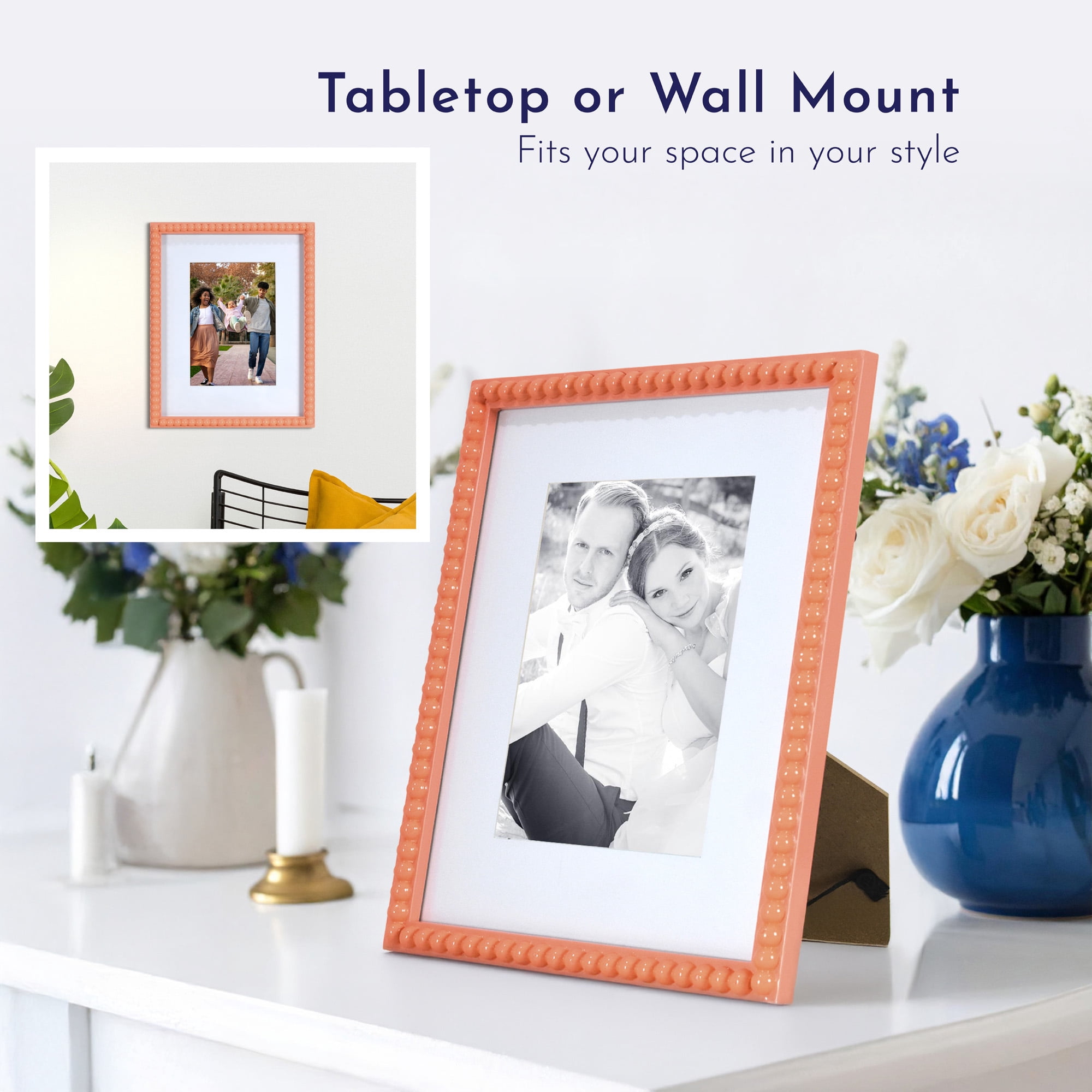 Mainstays by Becky G. & Alejandra 5" x 7" or 8" x 10" Beaded Photo Frame, Mimosa Light