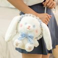 thumbnail image 3 of Bandoleras japonesas de Lolita para niñas, bolsa de mensajero de conejo con orejas largas de encaje de felpa para Cosplay, monedas para pequeña bolsa de teléfono de juguete, novedad de 2021, 3 of 5