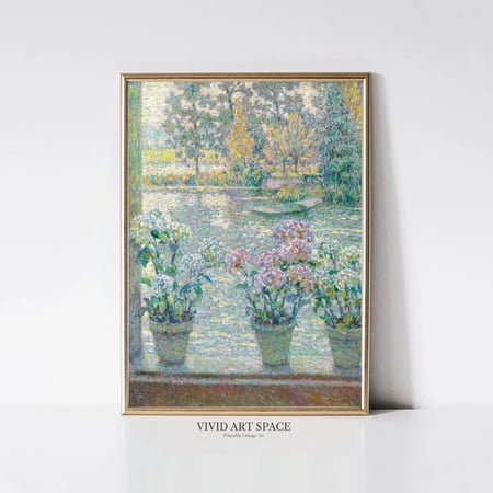 POSTER Blooming Hydrangeas | French Impressionist Landscape Painting | Vintage Flower Garden Print |Poster Wall Art | -UNFRAMED