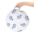 thumbnail image 2 of Underwater Round Floor Cushion with Handle, Fishes Swimming in the Sea Bubbles Marine Animals Ocean Love Doodle, Pillow for Living Room & Dorms, 18" Round, Dark Ceil Blue White, by Ambesonne, 2 of 4