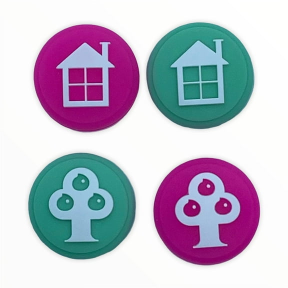 JenDore Green & Pink 4Pcs Tree House Silicone Thumb Grip Caps for Nintendo Switch