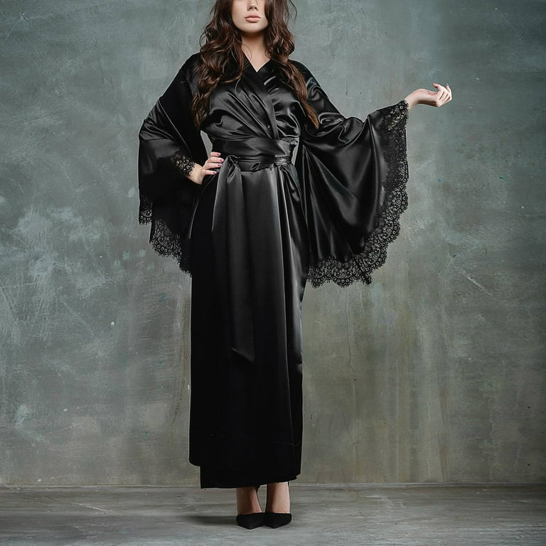 LBECLEY Silk Kimonos for Women Japanese Satin Kimono Robe Long