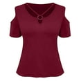 thumbnail image 5 of HXWCHs Henley Neck Women's V Neck Sleeveless Casual Loose Fit Pure Color Summer Basic Tee top for Everyday Wear XXL Red, 5 of 6
