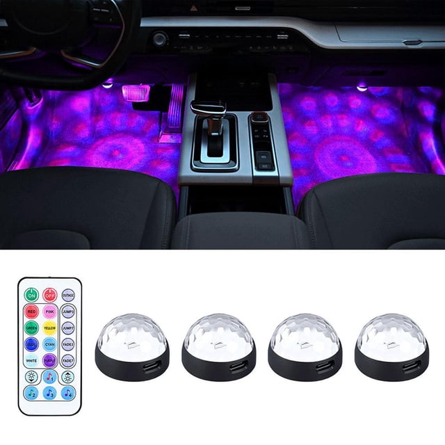 Car Interior Ambient Lights 2-Pack, Dynamic LED Illumination with Sound-Activated Modes for Auto Footwell & Home Party Decor