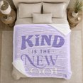 thumbnail image 5 of Kind Is New Cool Lavender Retro-Inspired Typography Silver, Cozy Typography Art Scene, Warm Flannel Blanket for Living Room and Reading Nook, Art Lovers Valentine's Day Gift, Artistic Home Decor, 5 of 9
