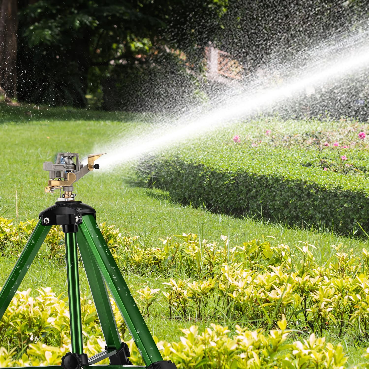 Sprinklers For Yard  360° Tripod Large Area 3/4" Connector Lawn Sprinkler Adjustable Height 16-37" Water Lawn/garden/patio 1pack
