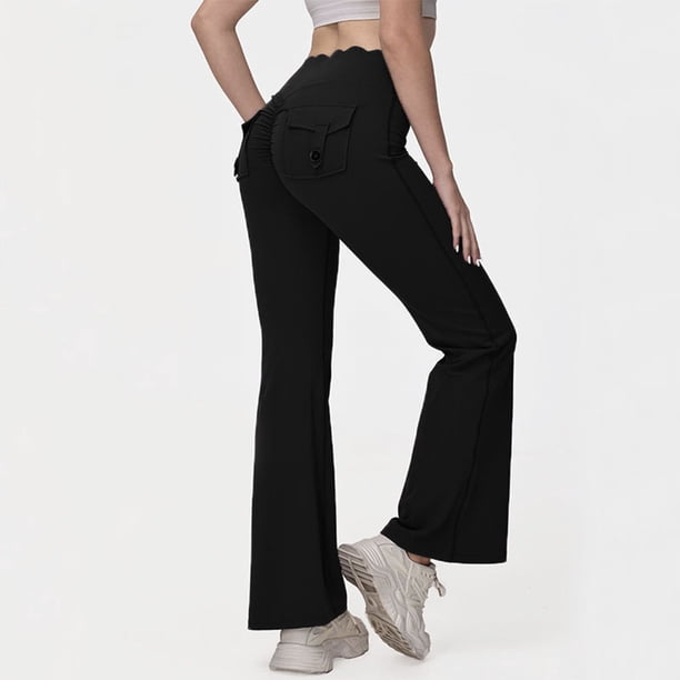 WILLBEST Leggings Acampanados para Mujer, Pantalones de Yoga de Cintura Alta con Bolsillos, Mallas de Entrenamiento para Levantamiento de Pesas, Gimnasio, Correr, Elásticos Y Cómodos. Extra Grande