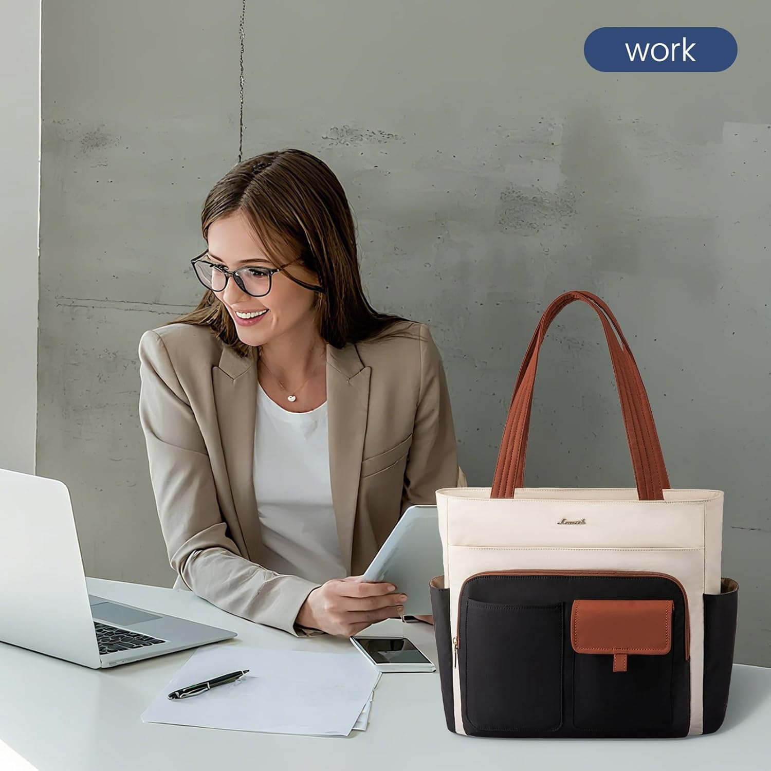 LOVEVOOK Tote Bag For Women,Laptop Work Totes Bags For Women With Multiple Pockets,Teacher Nurse Work Travel Tote Bag