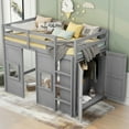 thumbnail image 2 of Harper & Bright Designs Twin Size Loft Bed with Wardrobe and Large Under-Bed Space, Solid Wood Loft Bed with Built-in Storage Cabinet & 2 Windows for Adults, Gray, 2 of 16