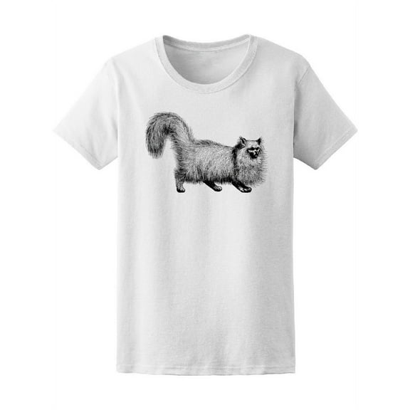 Angora Cat Drawing T-Shirt Women -Image by Shutterstock, Female x-Large