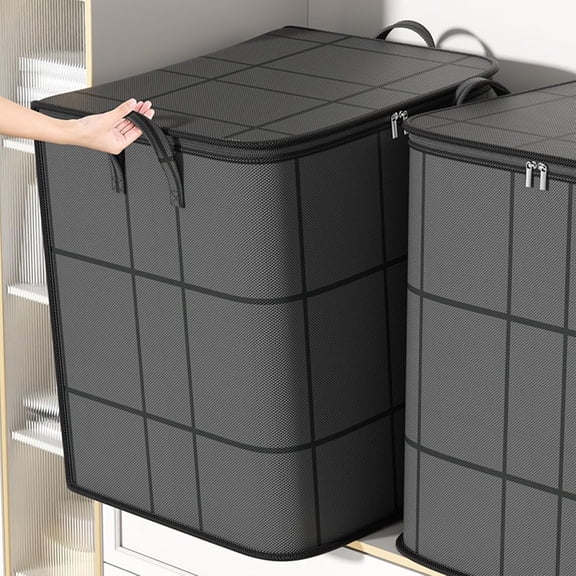 Heavy Duty Fabric Storage Bag with Zipper, Large Capacity Closet Organizer Dustproof Closet Organizer for Comforters Blankets Pillows Clothes Toys, 4 Sizes Household Storage Tote