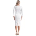 thumbnail image 4 of Zaldita Plus Size Bodycon Dress for Women Long Sleeve Pencil Peplum Cocktail Midi Dresses White XXL, 4 of 7