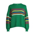 thumbnail image 4 of Dreamers by Debut Womens Striped Long Sleeve Pullover Sweater with Puff Sleeves, 4 of 5