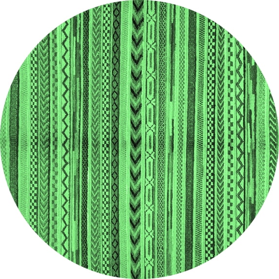 Ahgly Company Indoor Round Abstract Emerald Green Modern Area Rugs, 8' Round